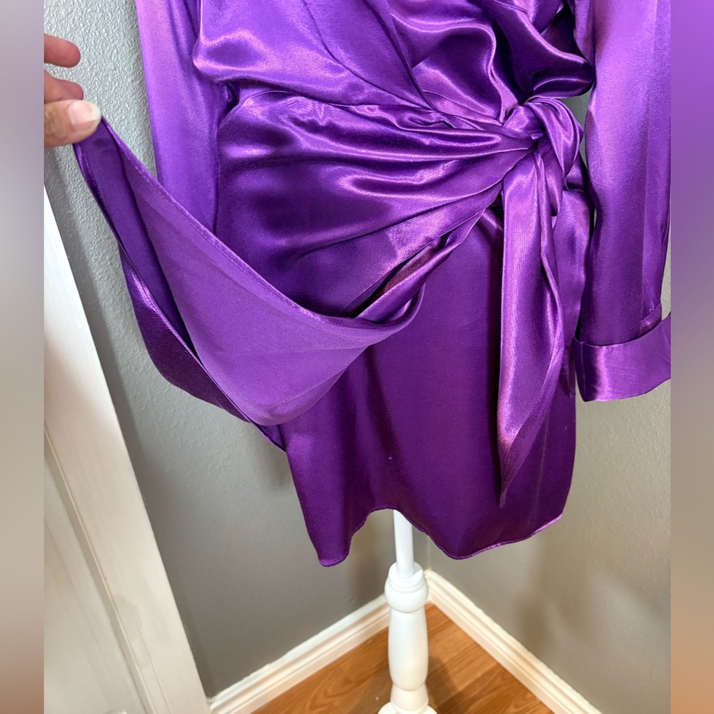 ZARA Wrap Mini Dress Purple Size M - Picture 10 of 15